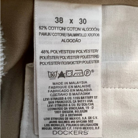 Dockers Men's Pants Size 38 x 30 in Light Brown Cuffed Relaxed Fit - Picture 4 of 5